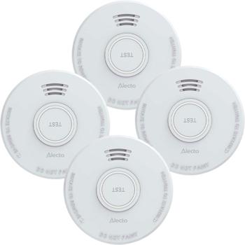 Preview: Lot de 4 détecteurs de fumée photoélectriques conformes DIN EN 14604 – détecteur d’incendie fiable avec alarme 85 dB et bouton de test – fonctionnement avec pile 9 V et matériel de montage inclus