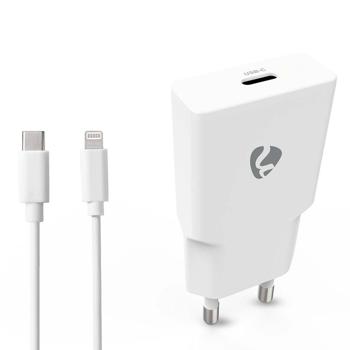 Preview: 2er-Set Schnellladegerät GaN USB-C 20W Weiss – Kompaktes Netzladegerät mit Lightning Kabel für Apple iPhone, Smartphone, Tablet 