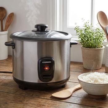 Preview: Cuiseur à riz en inox design avec fonction maintien au chaud, 1,5 litre, 500 W, noir - argenté, revêtement antiadhésif, pour jusqu’à 8 portions de riz délicieux