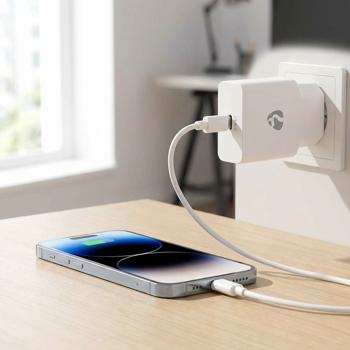 Preview: 2er-Set Schnellladegerät GaN USB-C 20W Weiss – Kompaktes Netzladegerät mit Lightning Kabel für Apple iPhone, Smartphone, Tablet 