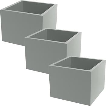 Preview: Set of 3 square flower pots 58 cm in concrete grey, 91 L plastic planter box for indoor & outdoor use, frost-proof & UV-resistant, lightweight