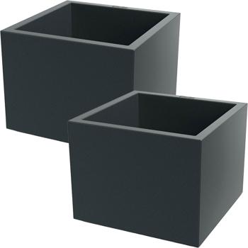 Preview: Lot de 2 pots de fleurs carrés 58 cm anthracite, bacs à plantes 91L en plastique pour intérieur & extérieur, résistants au gel & aux UV, légers