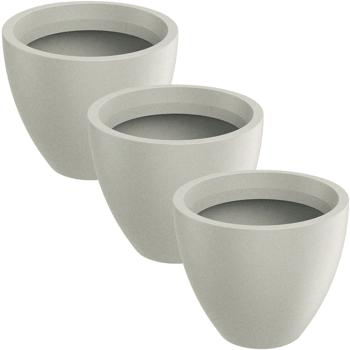 Preview: Lot de 3 bacs à plantes ronds modernes Ø58 cm sable, pots de fleur 86L en plastique pour intérieur & extérieur, résistant au gel & aux UV, léger