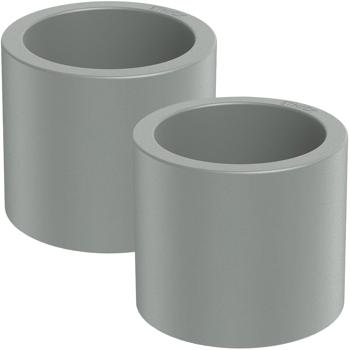 Preview: Set 2 moderni vasi rotondi Ø38 cm grigio cemento, vaso per piante 19L in plastica per interno ed esterno, antigelo e resistente ai raggi UV, leggero