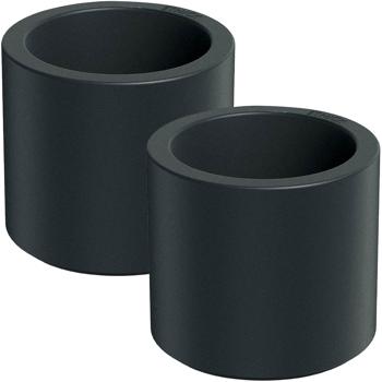 Preview: Lot de 2 pots de fleurs ronds modernes Ø38 cm anthracite, bac de plantation 19 L en plastique pour intérieur & extérieur, résistant au gel & aux UV, léger