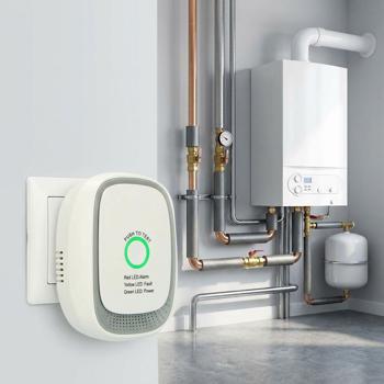 Preview: Gas alarm for wall socket – methane & natural gas detector with 70 dB alarm & LED ring – EN50194 certified – gas warning device for kitchen, boiler & heating