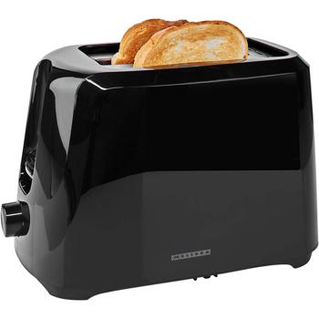 Preview: 2-slot toaster in black – Modern 700 W design toaster with 6 browning levels, crumb tray & cancel function – Incl. cable storage