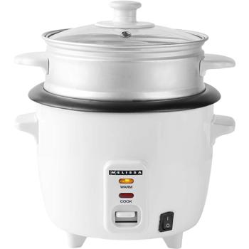 Preview: Rice cooker 0.6 L with steamer insert 300 W – non‑stick inner pot, glass lid & keep‑warm function – incl. measuring cup & spoon