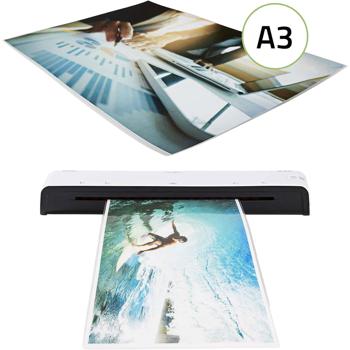 Preview: Plastificatrice professionale per formato A3 & A4 e buste A3 trasparenti per plastificazione, 100 pezzi – protezione premium per documenti e menù