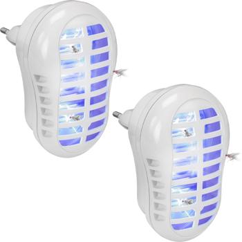 Lot de 2 pièges électriques pour moucherons des fruits à prise UV – destructeur efficace de mouches des fruits, lampe anti‑insectes pour cuisine et intérieur – sans insecticide