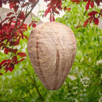 Preview: Wasp nest decoy set of 2 made of robust polyester – natural wasp control without chemicals for porch roof, terrace, carport and pergola – wasp deterrent