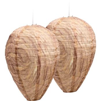 Wasp nest decoy set of 2 made of robust polyester – natural wasp control without chemicals for porch roof, terrace, carport and pergola – wasp deterrent