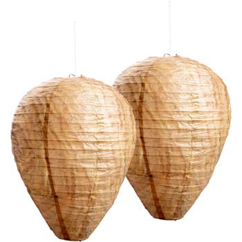 Set de 2 faux nids de guêpes en papier – Protection naturelle contre les guêpes sans produits chimiques pour avant‑toit, terrasse, carport et pergola – Chasse‑guêpes
