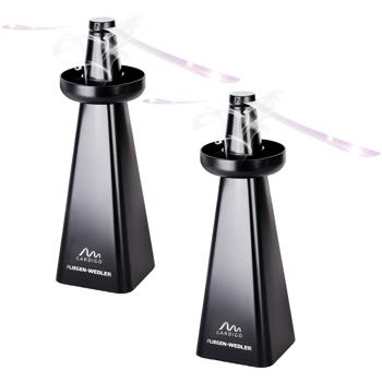 Lot de 2 chasse-mouches avec coupelle parfum guêpes – ventilateur chasse-insectes à piles pour table à manger & extérieur – à poser ou à suspendre avec crochet