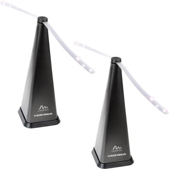 Lot de 2 chasse-mouches avec station de charge à induction – balayeur d’insectes sur batterie pour table à manger et montage au plafond – répulsif pour mouches avec fonction de fonctionnement continu