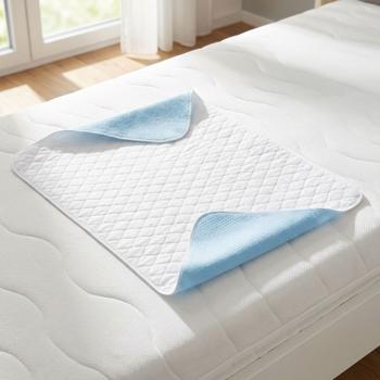 Preview: Set of 2 washable incontinence pads 75 x 90 cm – 5-layer boil-proof bed protection pad, waterproof hospital pad made of soft velour, washable at 95 degrees