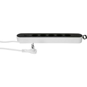 Preview: Power strip 5-way type 13, white & black with USB‑C PD 20 W & switch for kitchen, home office & household, 2.2 m
