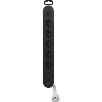 Preview: Power strip 5-way type 13, white & black with USB‑C PD 20 W & switch for kitchen, home office & household, 2.2 m