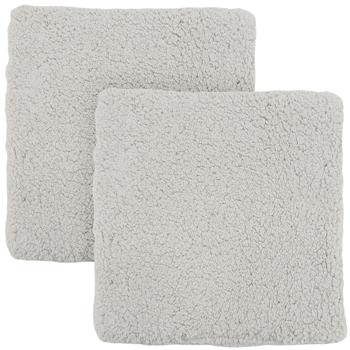 Preview: Set da 2 cuscini da seduta effetto pelliccia d’agnello – 39 x 39 cm, tortora, per un comfort accogliente – Cuscino in eco-pelliccia soffice & morbido per sedia, panca, poltrona