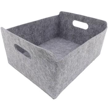 Preview: Panier de rangement en feutrine gris – assistant pratique pour l’ordre avec poignées robustes – boîte de rangement polyvalente pour étagères et armoires – 25x31x15 cm