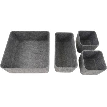 Preview: Set organizer per cassetti in feltro da 4 pezzi – Tre dimensioni diverse per un ordine perfetto – Scatole portaoggetti stabili con lati rinforzati