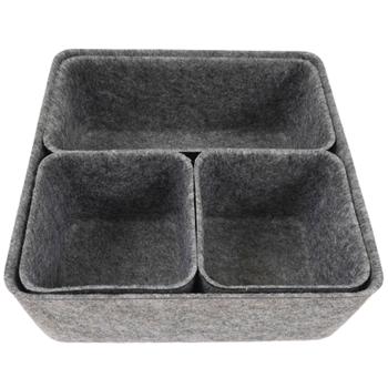 Preview: Set organizer per cassetti in feltro da 4 pezzi – Tre dimensioni diverse per un ordine perfetto – Scatole portaoggetti stabili con lati rinforzati