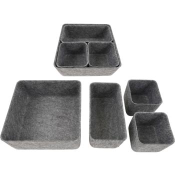 Preview: Set organizer per cassetti in feltro da 4 pezzi – Tre dimensioni diverse per un ordine perfetto – Scatole portaoggetti stabili con lati rinforzati