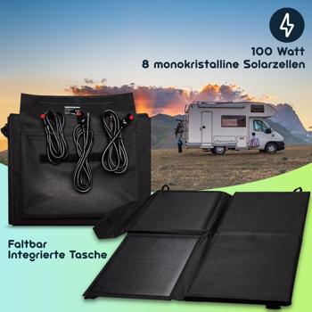 Preview: Faltbares Solarpanel, hocheffiziente 18 V & 100 Watt, 8 monokristalline Solarzellen, nur 4,4 kg, für Powerstations im Bereich Outdoor und Camping 