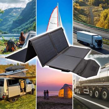 Preview: Panneau solaire portable, 18 V et 100 W, 8 cellules solaires monocristallines, seulement 4,4 kg, pour stations électriques, pratique pour le camping et le plein air