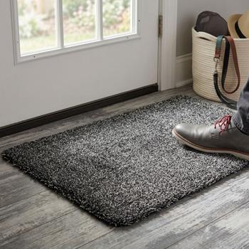 Preview: Dirt-trapping mat 70 x 46 cm black and white – doormat with non-slip TPR backing and durable surface for your hallway and front door