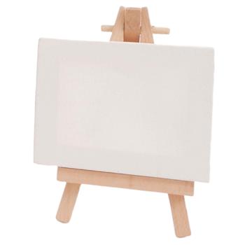 Preview: Mini chevalet en bois incl. toile (7 x 9 cm) – set parfait pour créations artistiques, décoration de table, cartes de mariage ou petits projets DIY à la maison