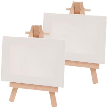 Preview: Set da 2 mini cavalletti in legno incl. tela (7 x 9 cm) – Set perfetto per opere creative, decorazioni da tavolo, biglietti di matrimonio o piccoli progetti di bricolage fai-da-te a casa