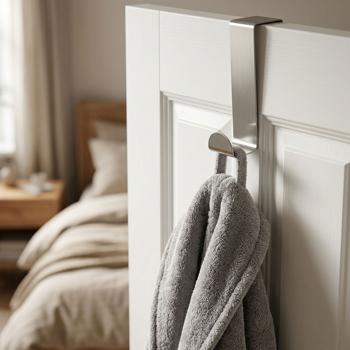 Preview: Stainless steel door hooks, pack of 8 – over-the-door rack without drilling, robust clothes hooks for door rebates up to 1.9 cm, for bathroom, bedroom & cabinets