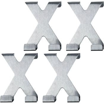 Crochets doubles de porte forme X en acier inox – lot de 4 crochets de porte sans perçage, 5 x 6,5 cm chacun, crochets porte-manteau robustes pour salle de bain, chambre et portes d’armoire