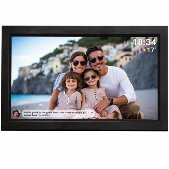Preview: Cadre photo numérique interactif avec Wi‑Fi, noir – Grand cadre Full HD 15,6“ comme idée cadeau intelligente pour les grands-parents et toute la famille