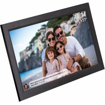 Preview: Cadre photo numérique interactif avec Wi‑Fi, noir – Grand cadre Full HD 15,6“ comme idée cadeau intelligente pour les grands-parents et toute la famille