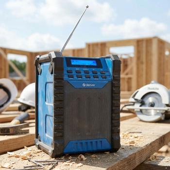Robusta radio da cantiere a batteria: potente radio DAB+ FM da officina con Bluetooth & USB‑C – radio outdoor impermeabile per artigiani e professionisti