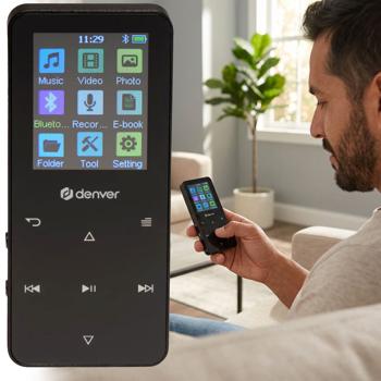Versatile lettore MP4 nero, Bluetooth & AUX 3,5 mm – compatto media player MP3 4 GB per sport & viaggi – audio top & funzione e‑book, IPS 1,8“