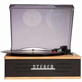 Preview: Elegante giradischi retrò con Bluetooth, potenti altoparlanti integrati e testina robusta per un suono vinile perfetto