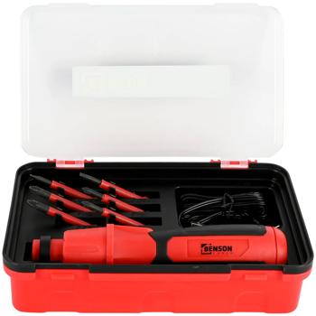 Preview: Set compatto di avvitatore a batteria con 6 bit, cavo di ricarica USB e scatola – Mini avvitatore maneggevole per fai-da-te, montaggio mobili, casa e riparazioni