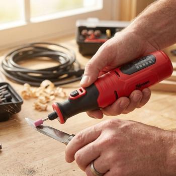 Preview: Mini smerigliatrice a batteria 8 V set – Multitool versatile per levigare & lucidare con LED, accessori & scatola di ripostiglio per il fai-da-te