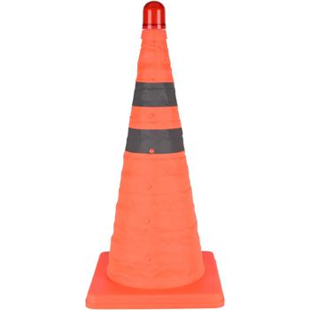 Preview: Foldable 50 cm traffic cone with safety lamp & reflective stripes – compact warning cone for car & emergencies