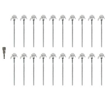 Preview: Pratico set di picchetti a vite, 20 pezzi con adattatore per tenda e veranda – picchetti a vite da 20,5 cm stabili per il campeggio su ogni terreno