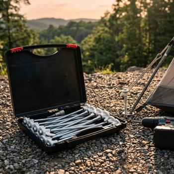 Pratico set di picchetti a vite, 20 pezzi con adattatore per tenda e veranda – picchetti a vite da 20,5 cm stabili per il campeggio su ogni terreno