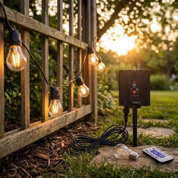 Preview: Solar LED string lights warm white 8 m: 10 bulbs, IP44 weatherproof – with remote control, perfect for garden, balcony, terrace and party décor
