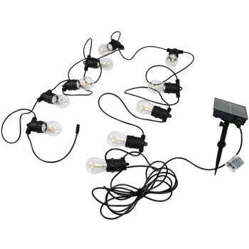 Preview: Solar LED string lights warm white 8 m: 10 bulbs, IP44 weatherproof – with remote control, perfect for garden, balcony, terrace and party décor