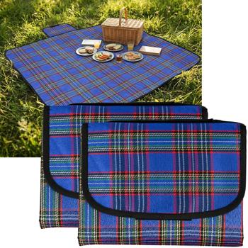 Set da 2 coperte da picnic blu a quadri (150 x 130 cm), idrorepellenti – Leggere, pieghevoli e ideali per giardino, parco, spiaggia, campeggio e vacanze in movimento