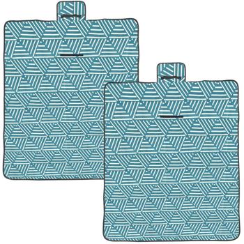Preview: Set of 2 turquoise picnic blankets (150 x 130 cm), waterproof – Lightweight, foldable & ideal for garden, park, beach, camping and holidays on the go