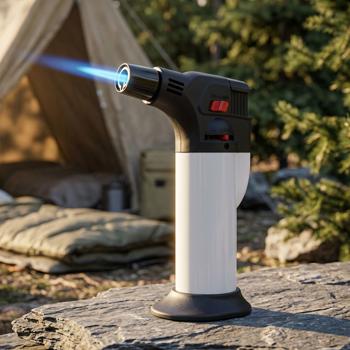 Powerful jet‑flame torch 1300 °C – for caramelising Creme Brulee, flambéing & lighting – Crème Brûlée burner with stand