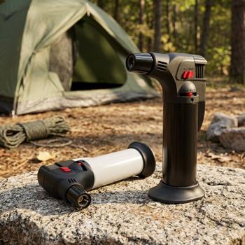 Preview: Powerful jet‑flame torch 1300 °C – for caramelising Creme Brulee, flambéing & lighting – Crème Brûlée burner with stand